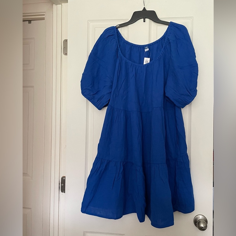 Old Navy Petite Puff-Sleeve Tiered Mini Swing Dress